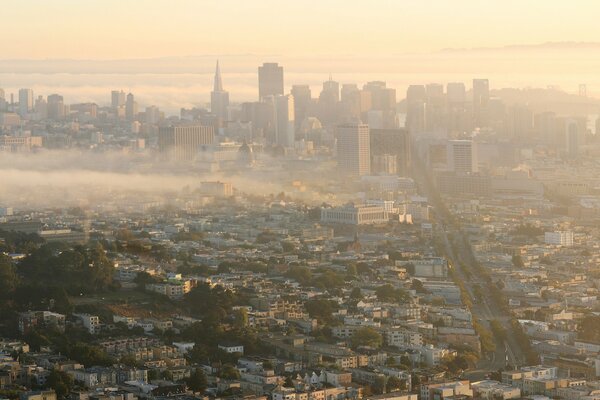 A foggy haze enveloped the city