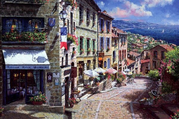 Painting houses beautiful flowers italy