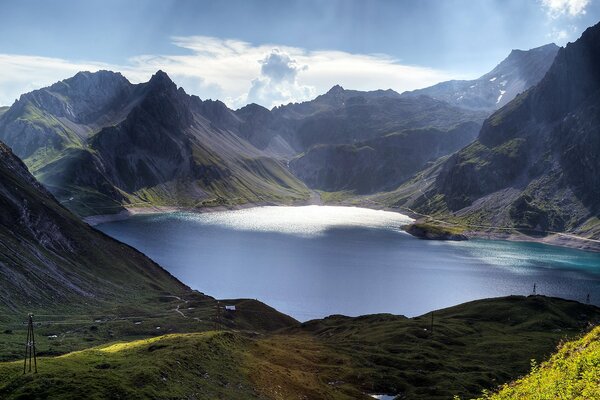 Austria has the most beautiful lake in the mountains in summer
