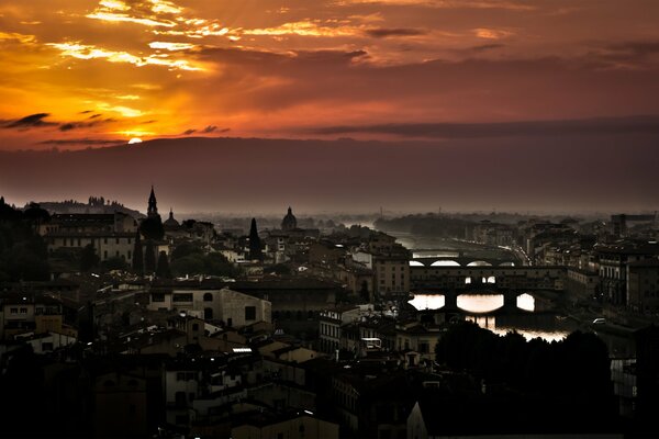 Orange Sunset, ciudad crepuscular