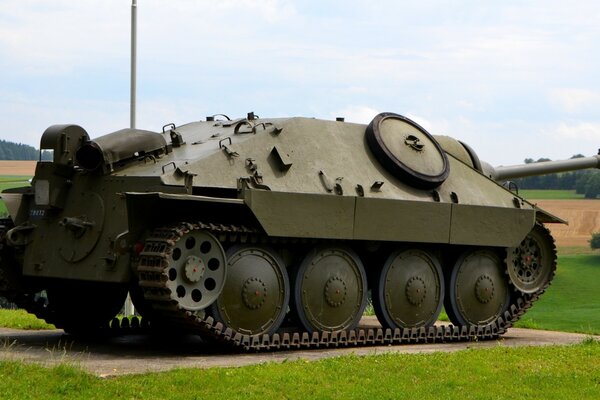 Tank on the background of grass