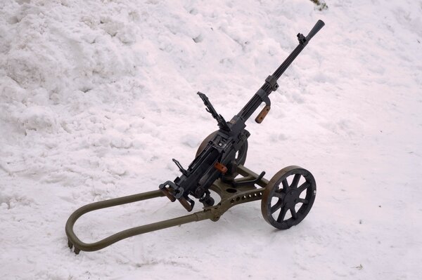 Soviet machine gun in the snow