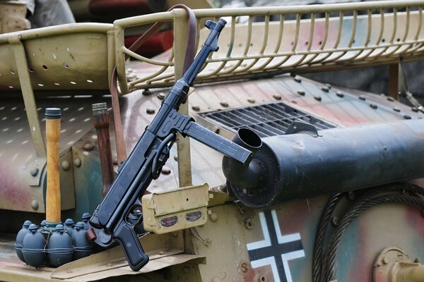 German armored vehicles and ammunition with a machine gun