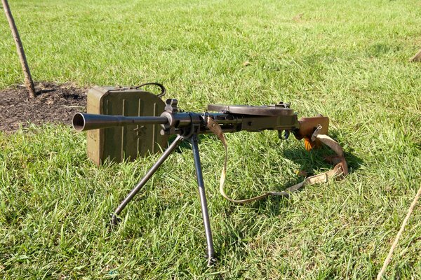 A light machine gun on the field