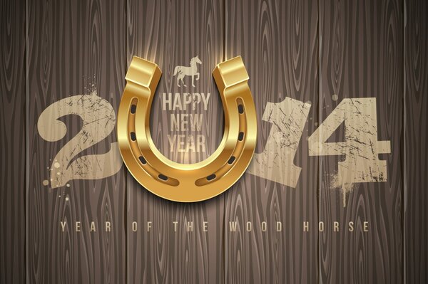 Felice Anno nuovo cavallo cartolina 2014