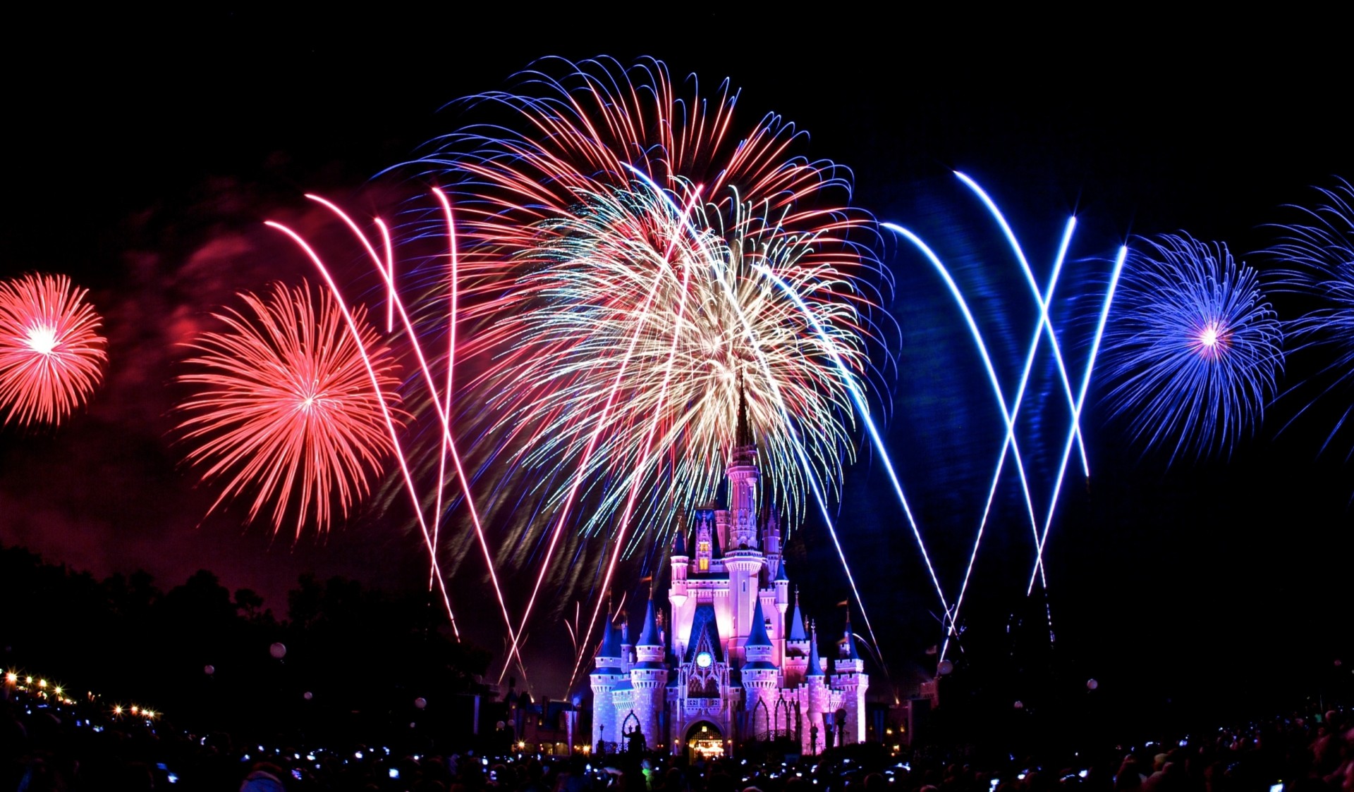 nuit feux d artifice disney royaume magique décoration de noël