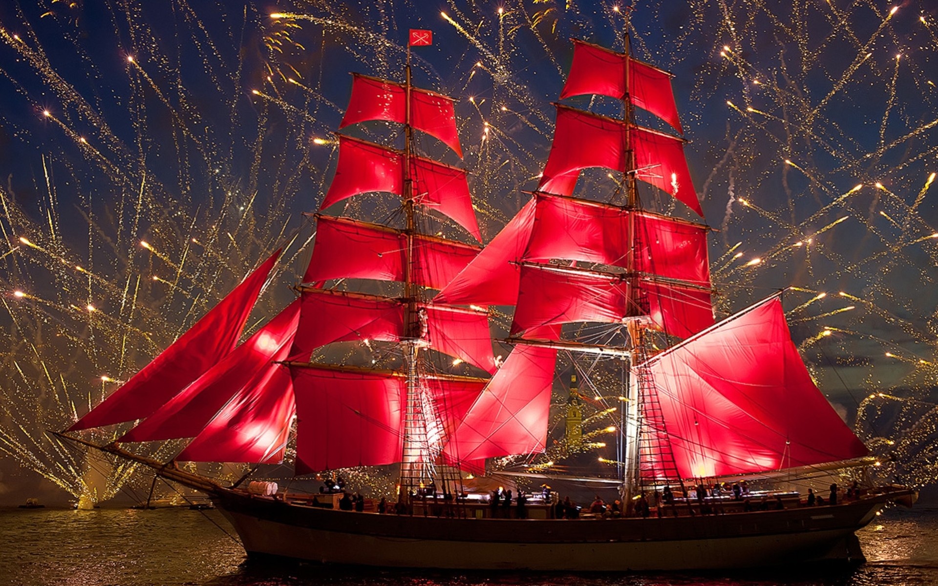 velas noche barco vacaciones fuegos artificiales velero velas escarlatas