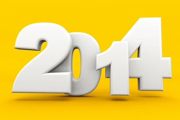 Цифры 2014 на желтом, фоне