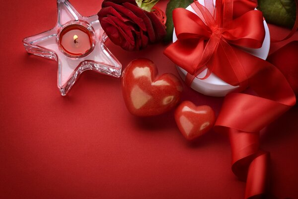 Rosas y corazones en el día de San Valentín