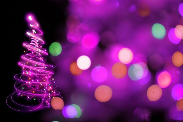 New Year s purple abstraction. Spiral in the form of a Christmas tree