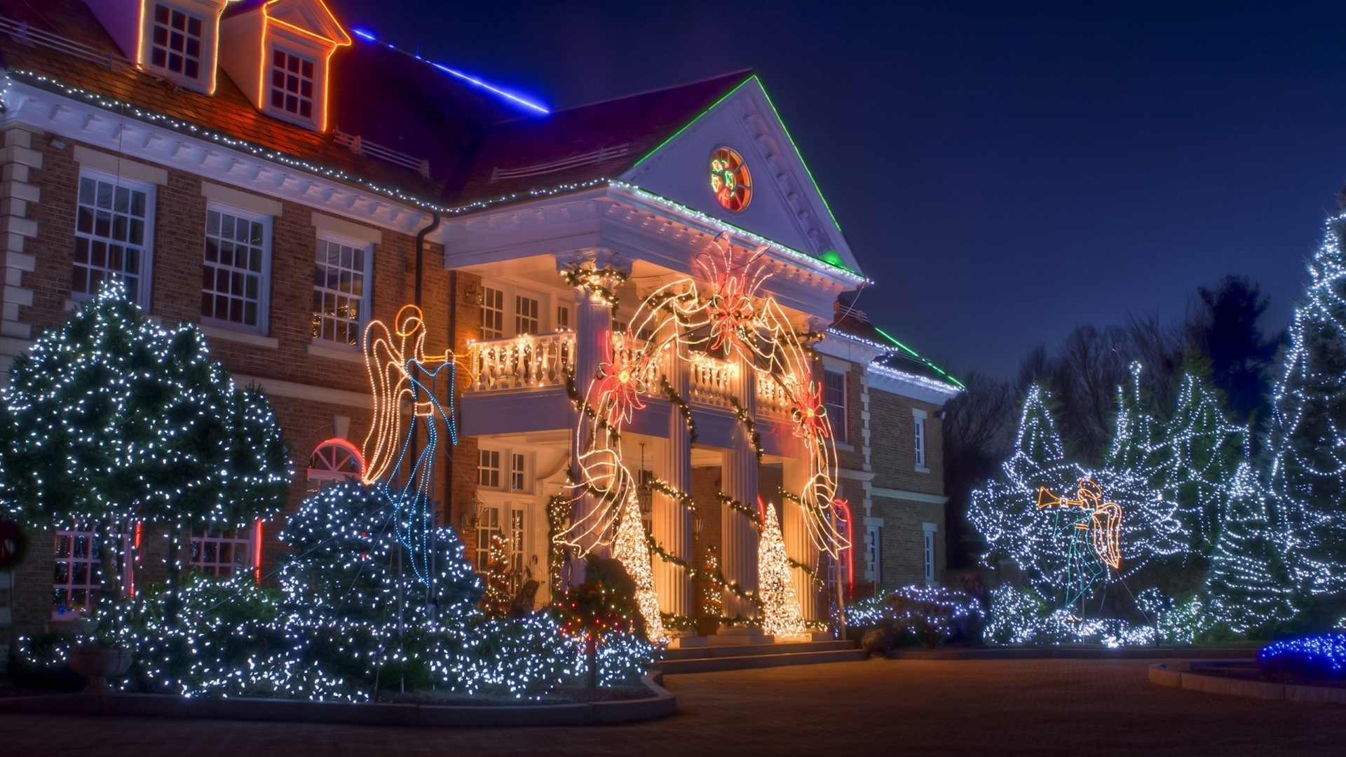 hiver maisons lumières de noël ferme élevage bouquet