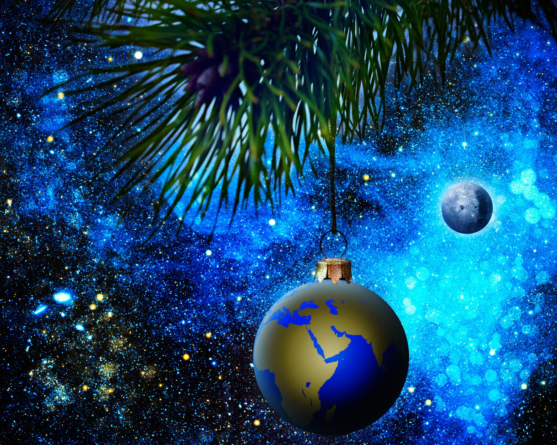 christmas tree ball new year land planet space