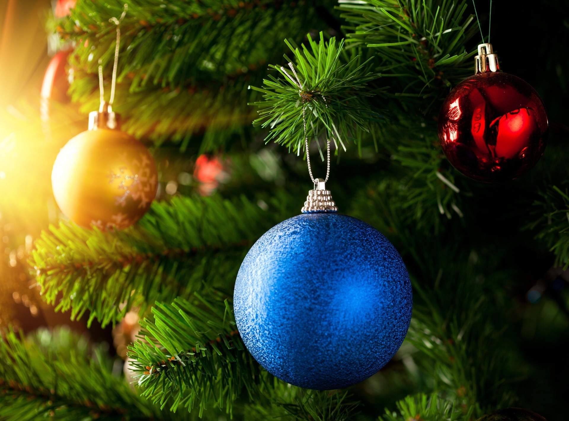 árbol de navidad bola navidad azul ramas oro año nuevo rojo