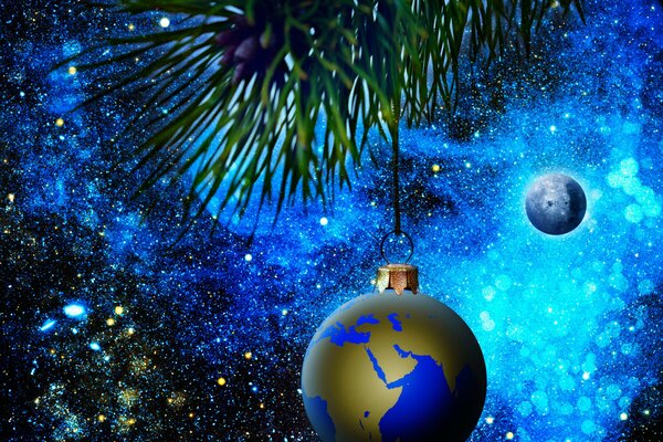 Новый год планета ёлка шарик