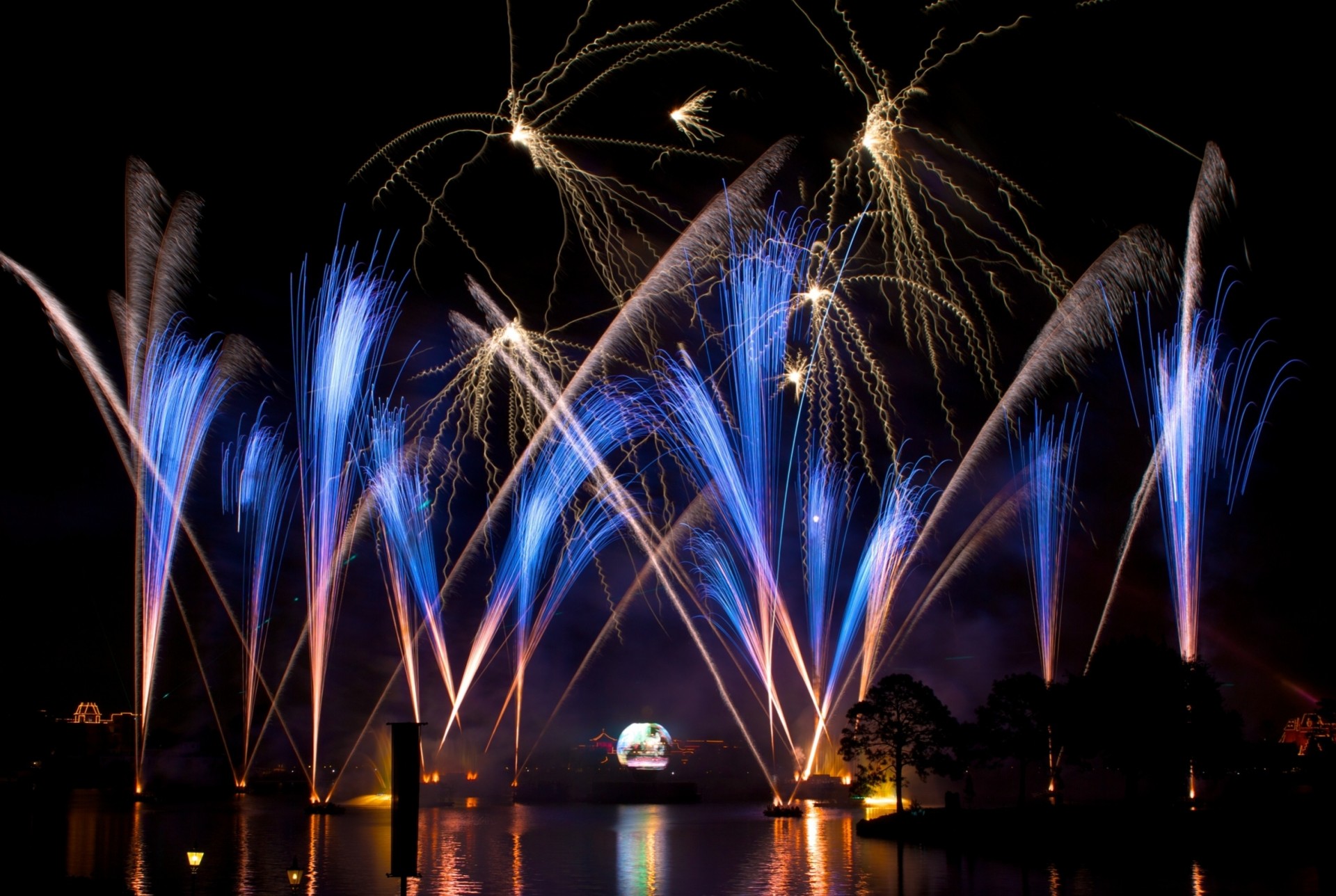 nuit feux d artifice disney royaume magique décoration de noël