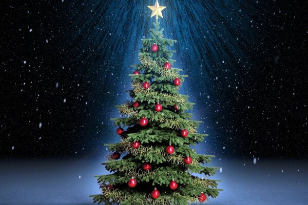 Christmas tree on the background of the starry sky