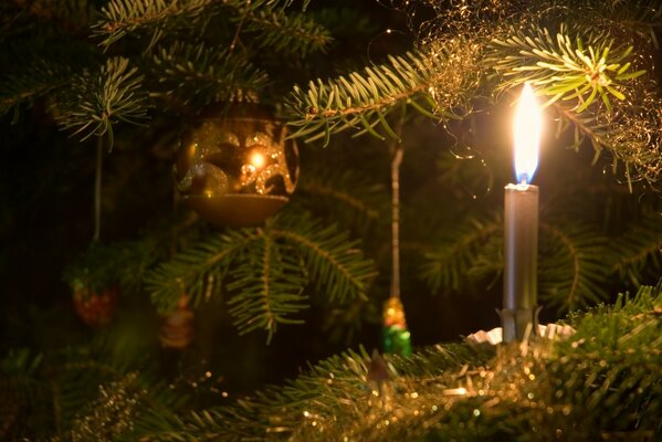 Gefährliche Kerze am Weihnachtsbaum