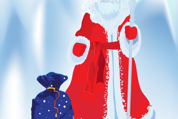 Święty Mikołaj z noworoczną torbą
