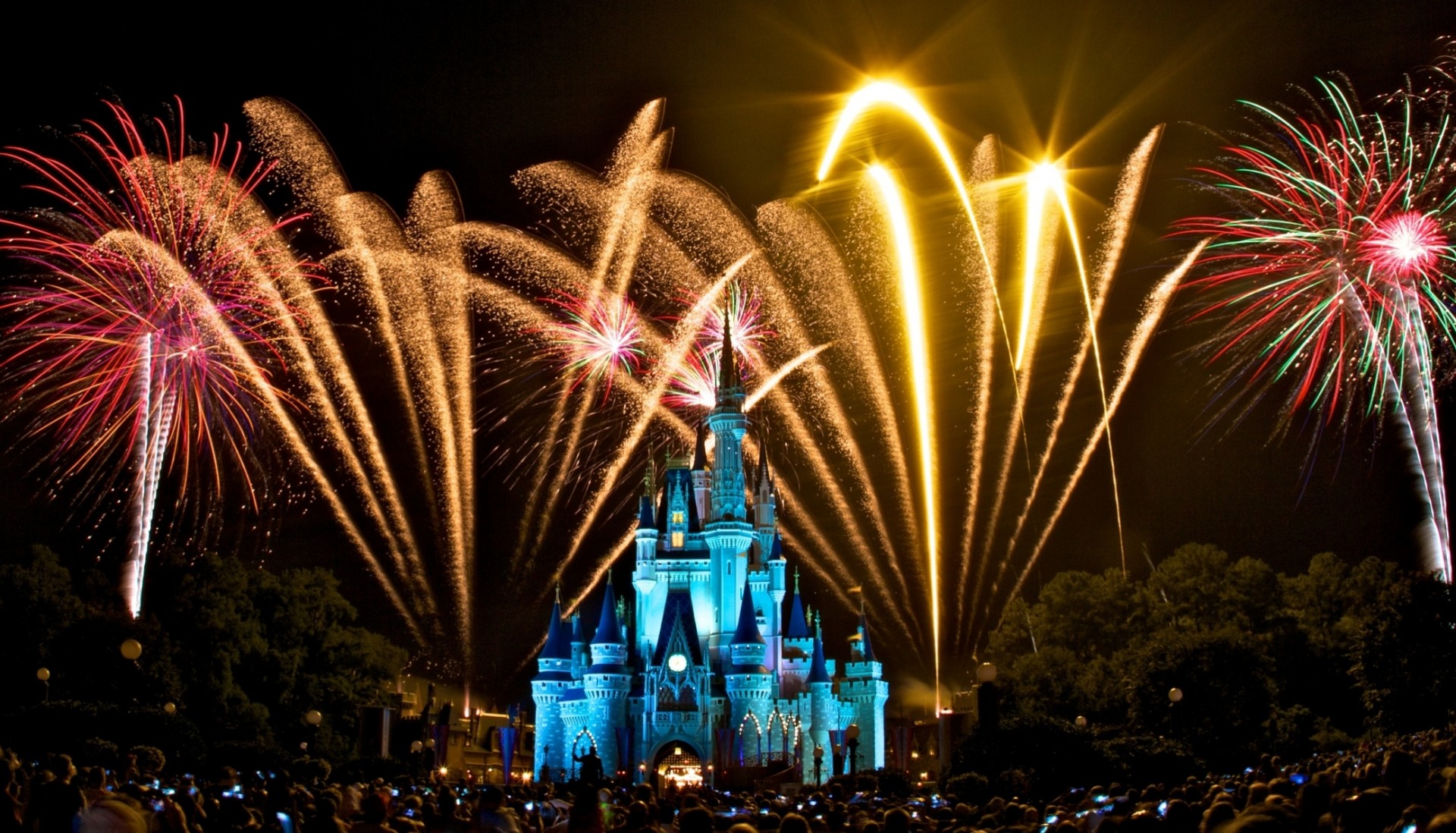 nacht feuerwerk disney magisches königreich weihnachtsdekoration