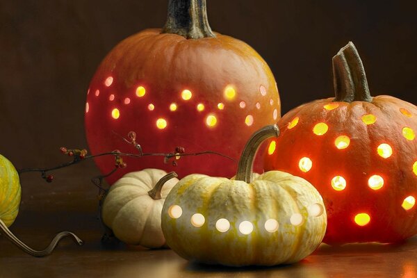 Halloween pumpkin with lamps