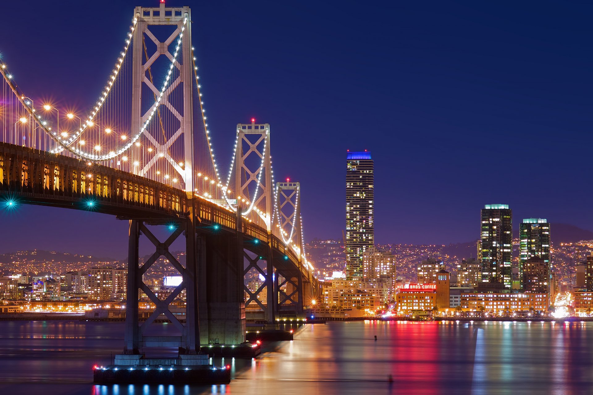 city san francisco san francisco night bridge light