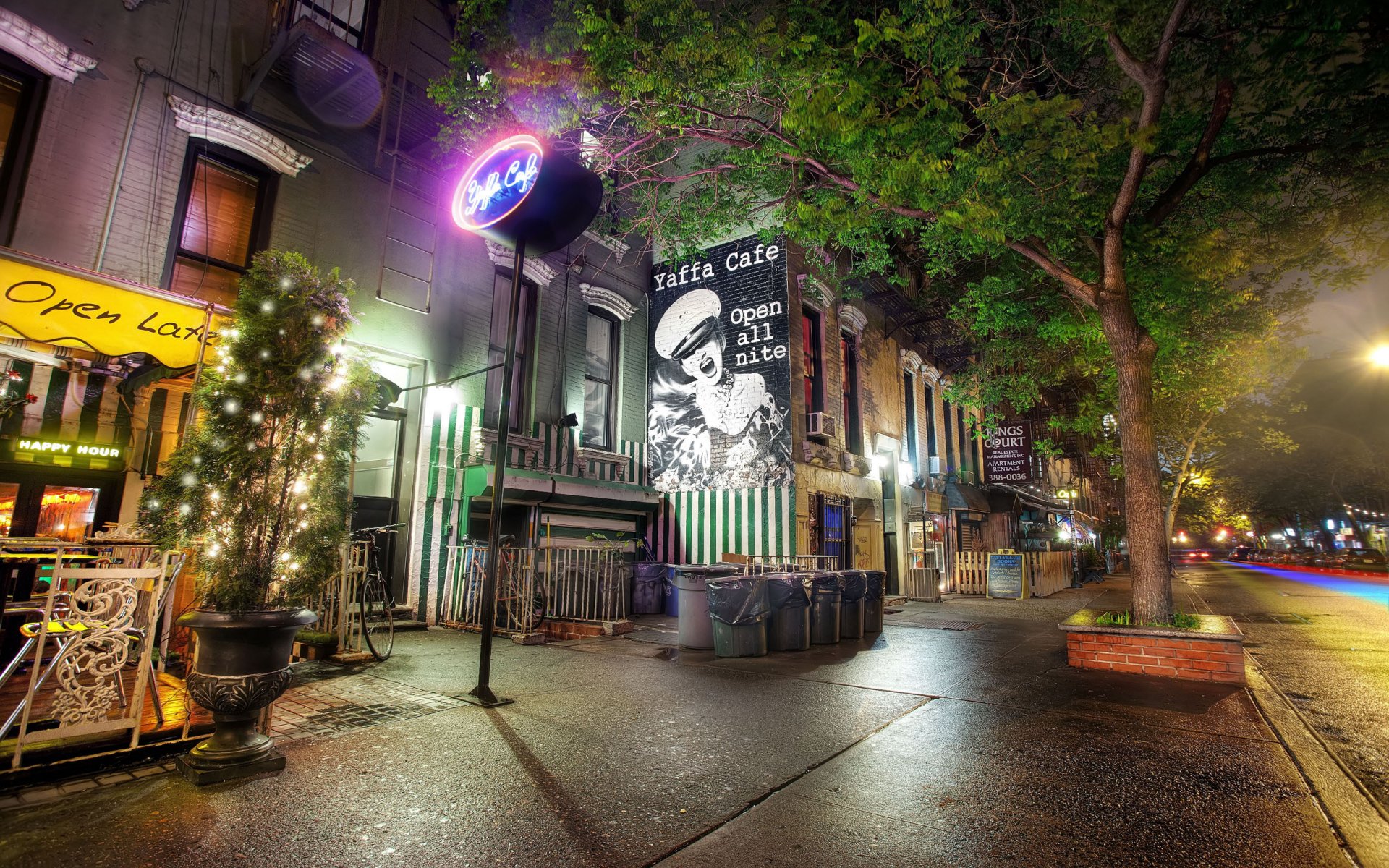 jaffa cafe new york usa east village st. marks night christmas light