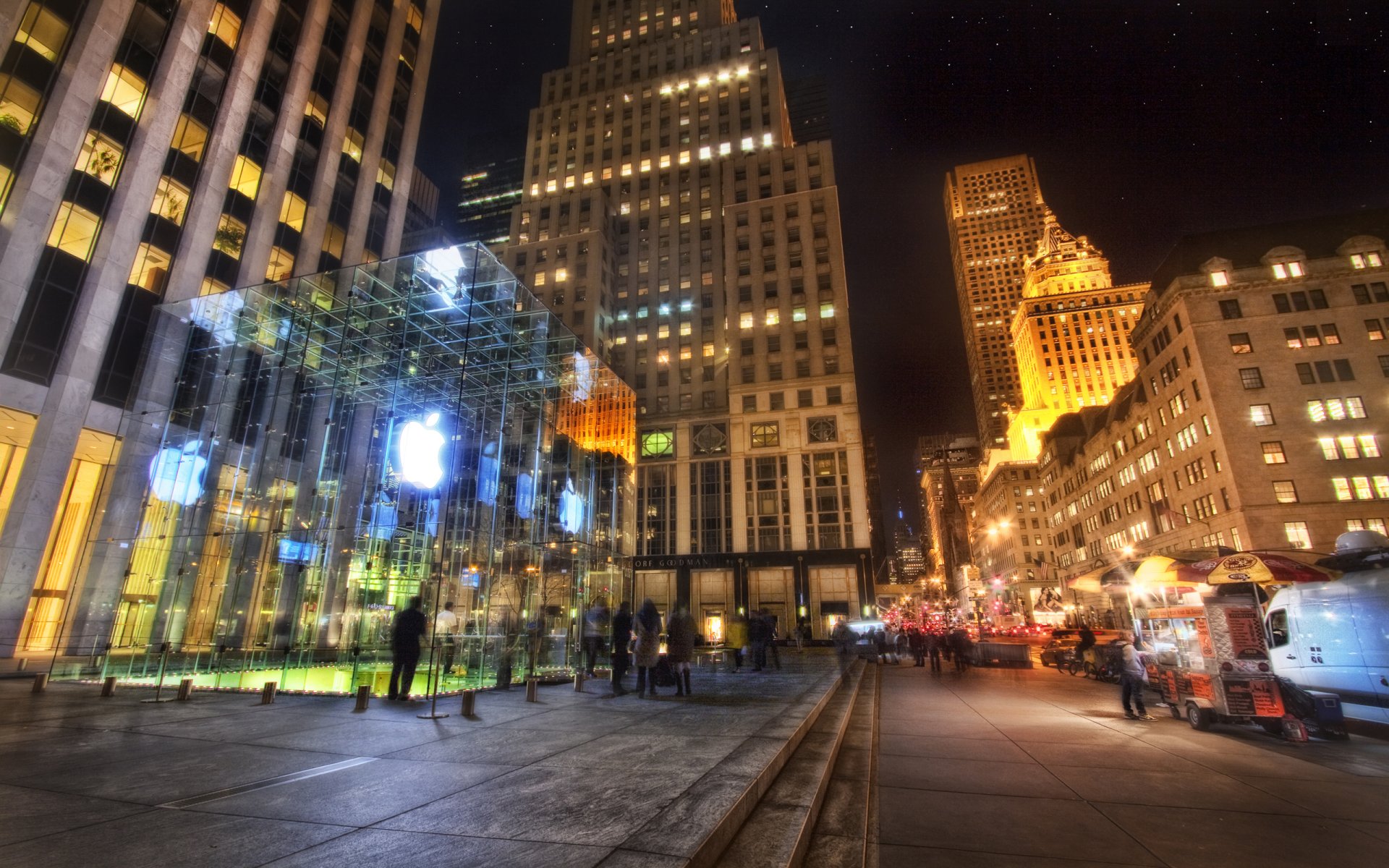 New york USA apple store fifth avenue manhattan night