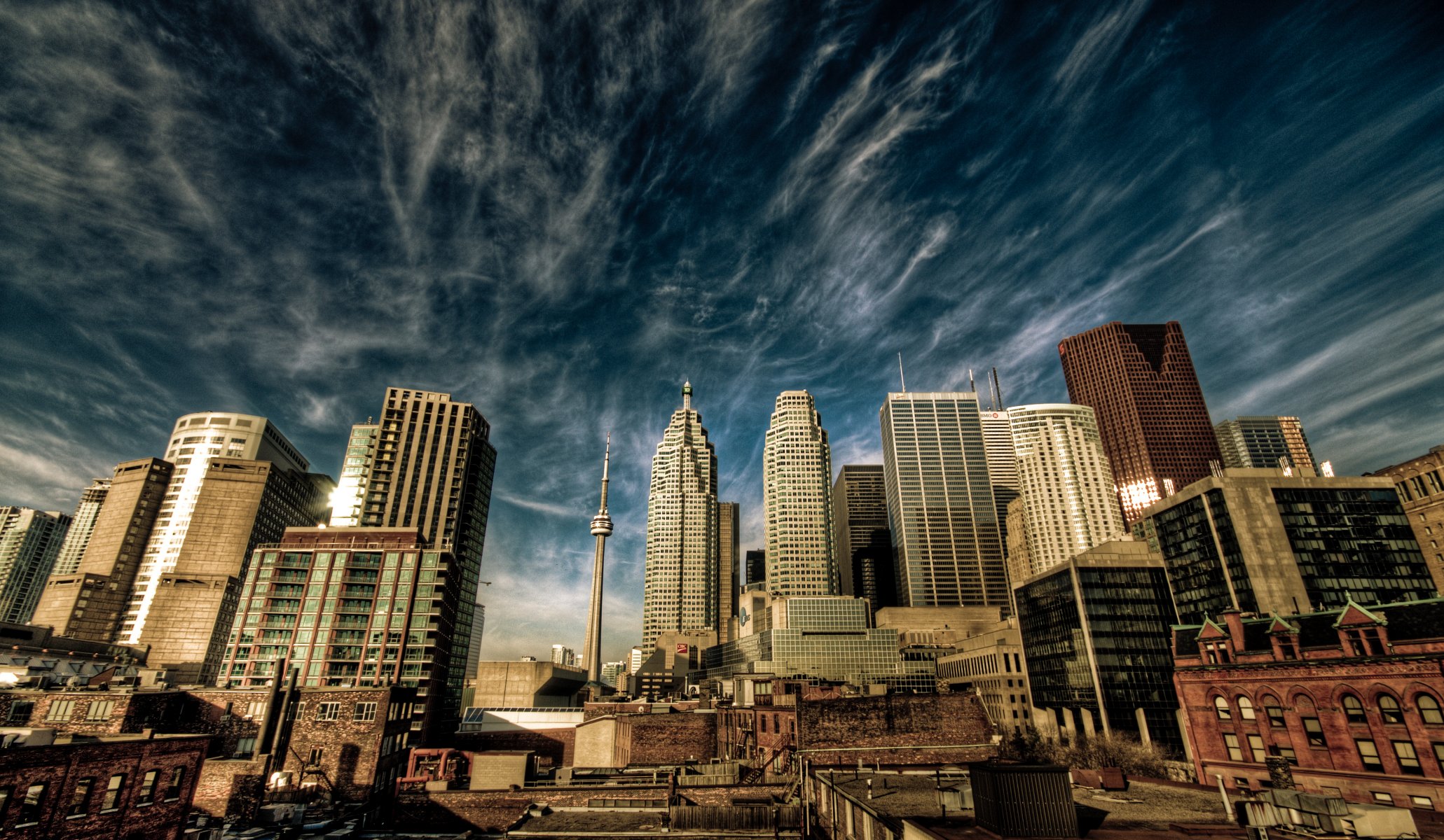 town toronto canada sky clouds house