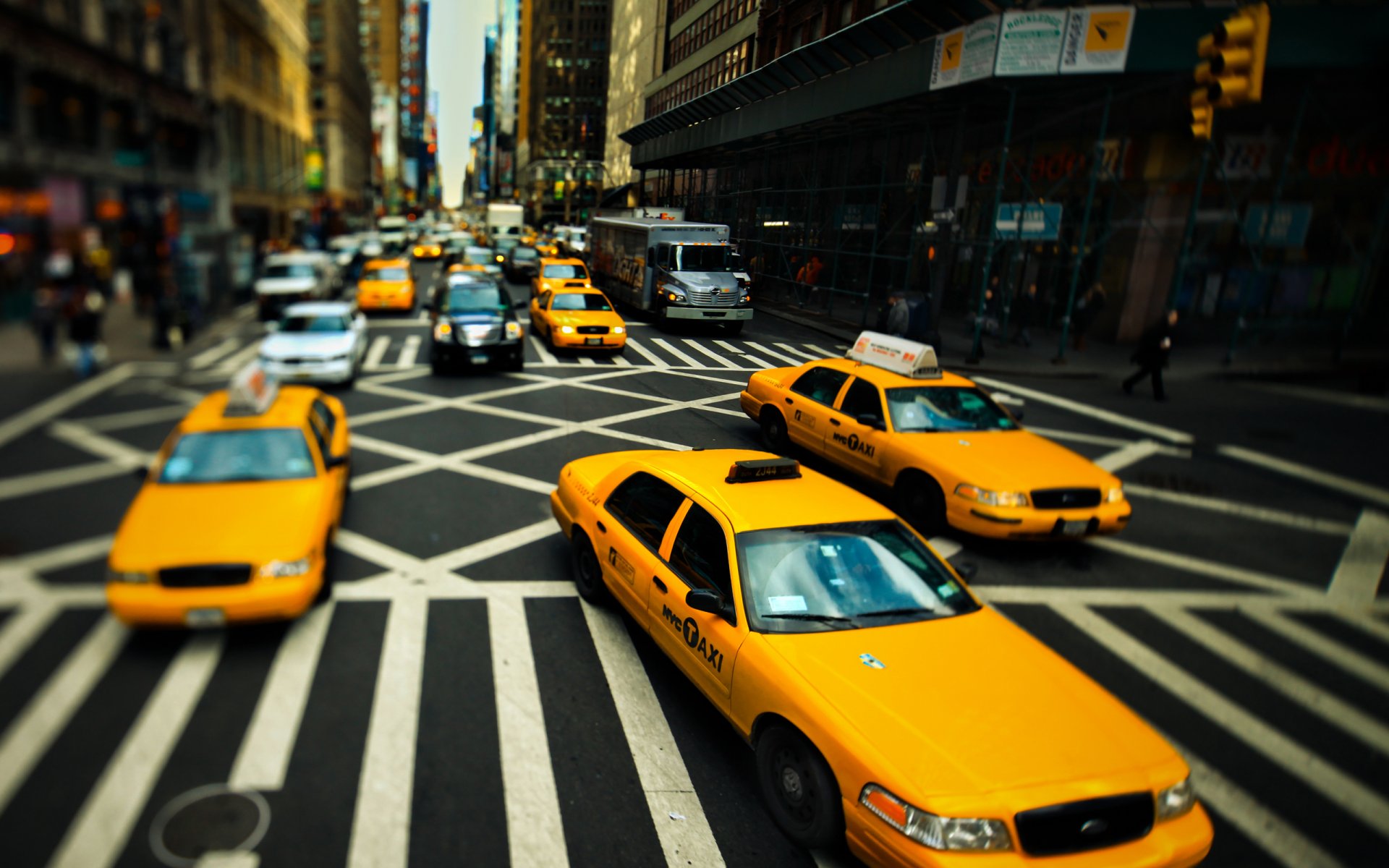 new york taxi strada strada messa a fuoco