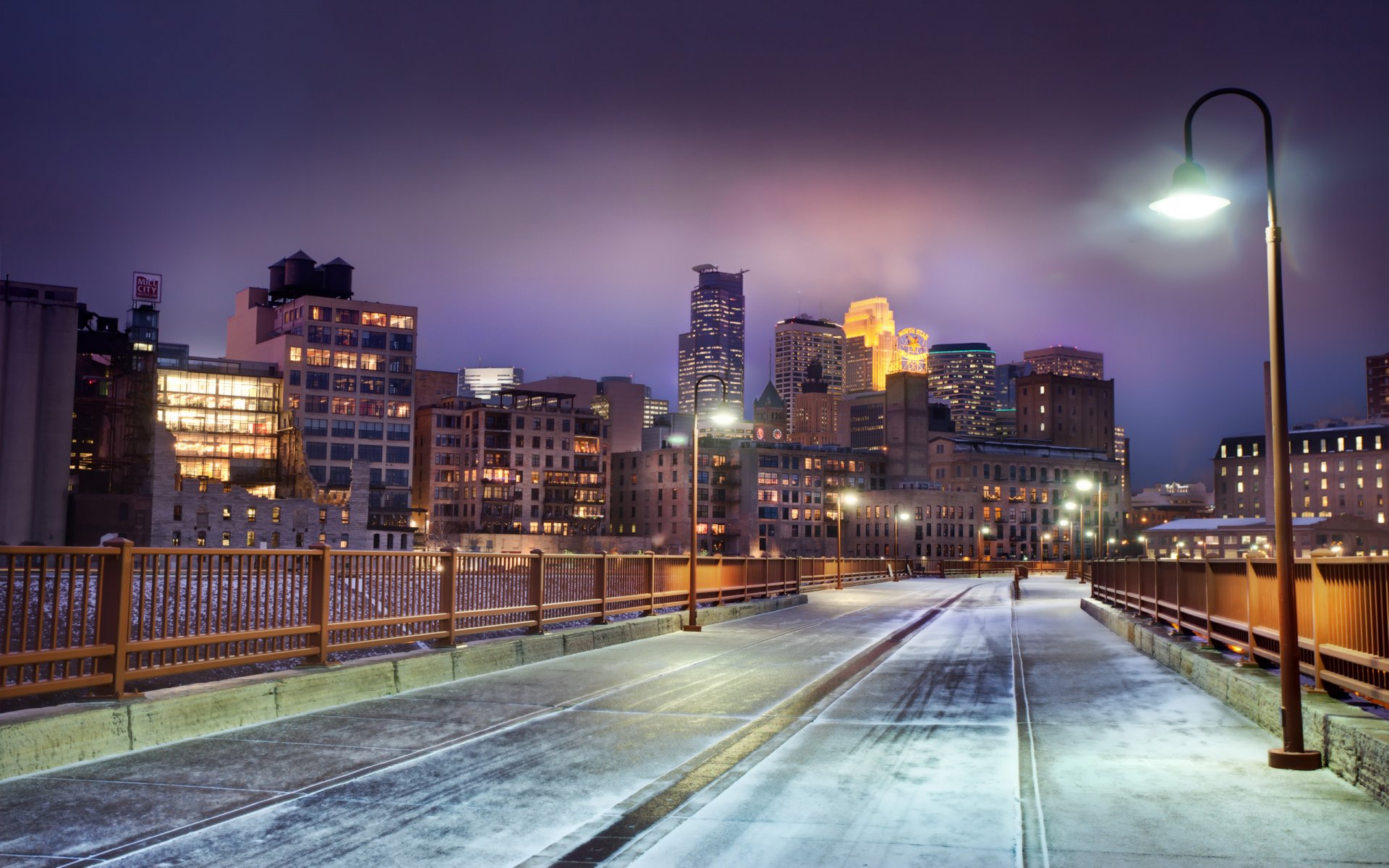 stati uniti minnesota minneapolis skyline di notte neve inverno notte inverno