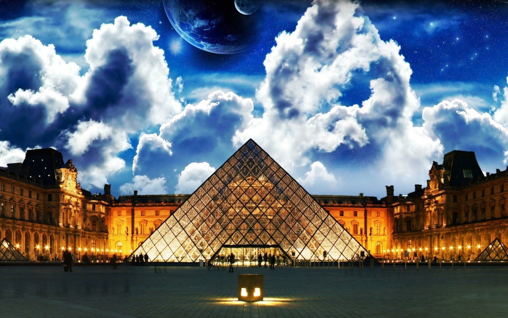 planètes louvre paris ciel nuit