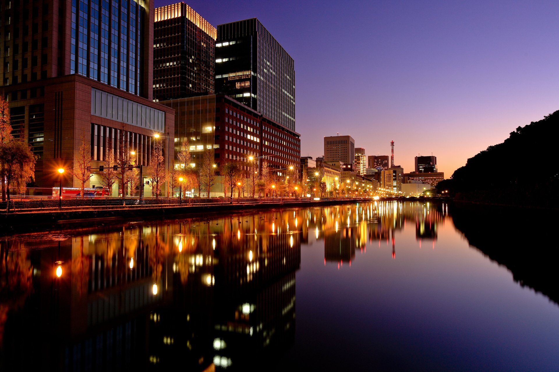 japon tokyo ville nuit soirée lumières