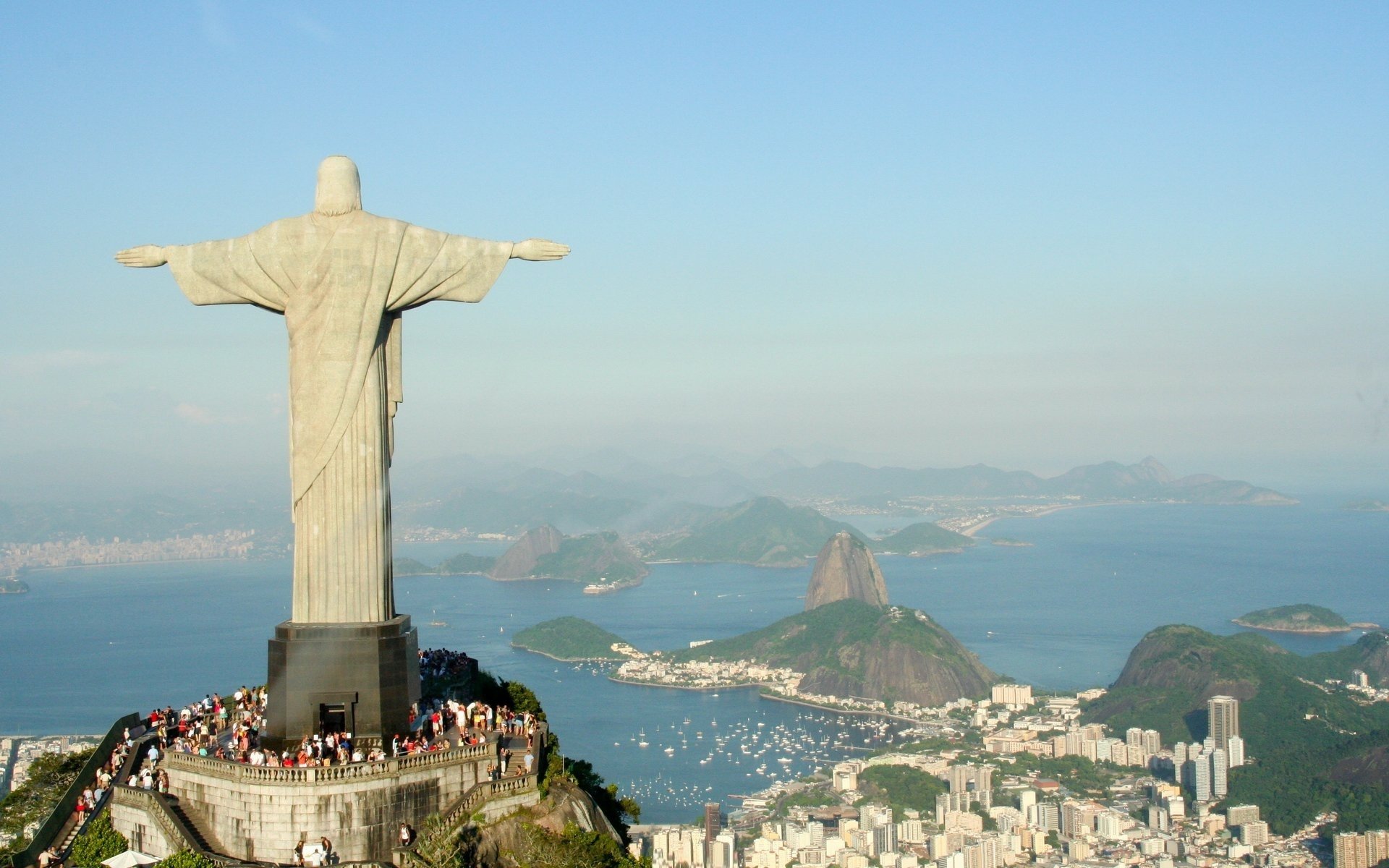 tatue christ the savior rio de janeiro cristo redentor brazil brasil great view sky panorama