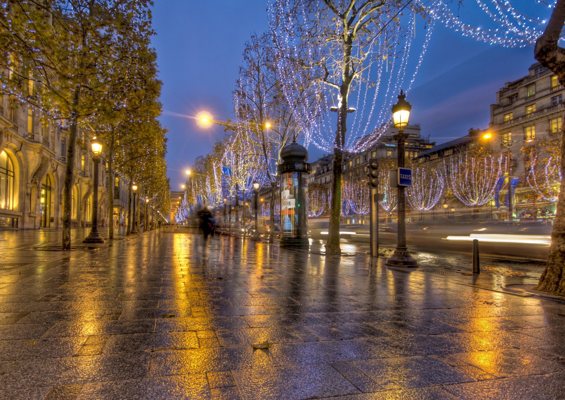 parís francia calle carretera luces fondo de pantalla