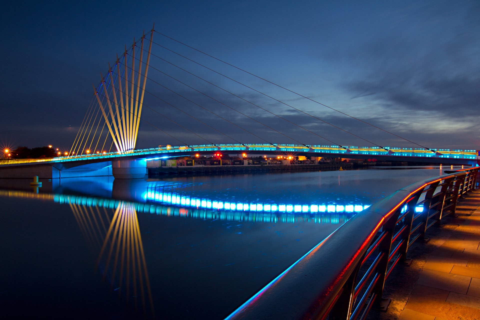 stadt abend brücke lichter geländer makro promenade