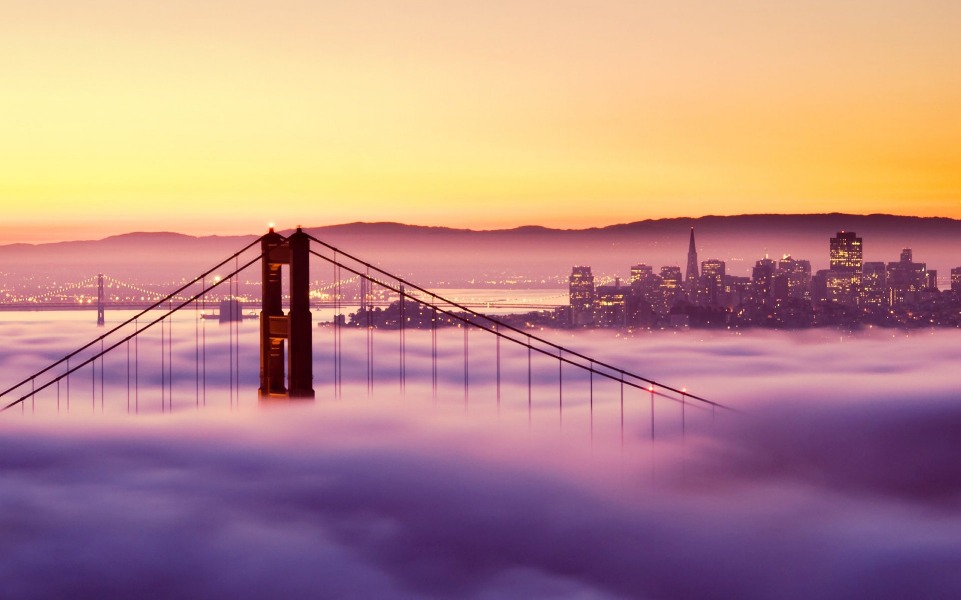 an francisco golden gate bridge sunset bridge san francisco fog light