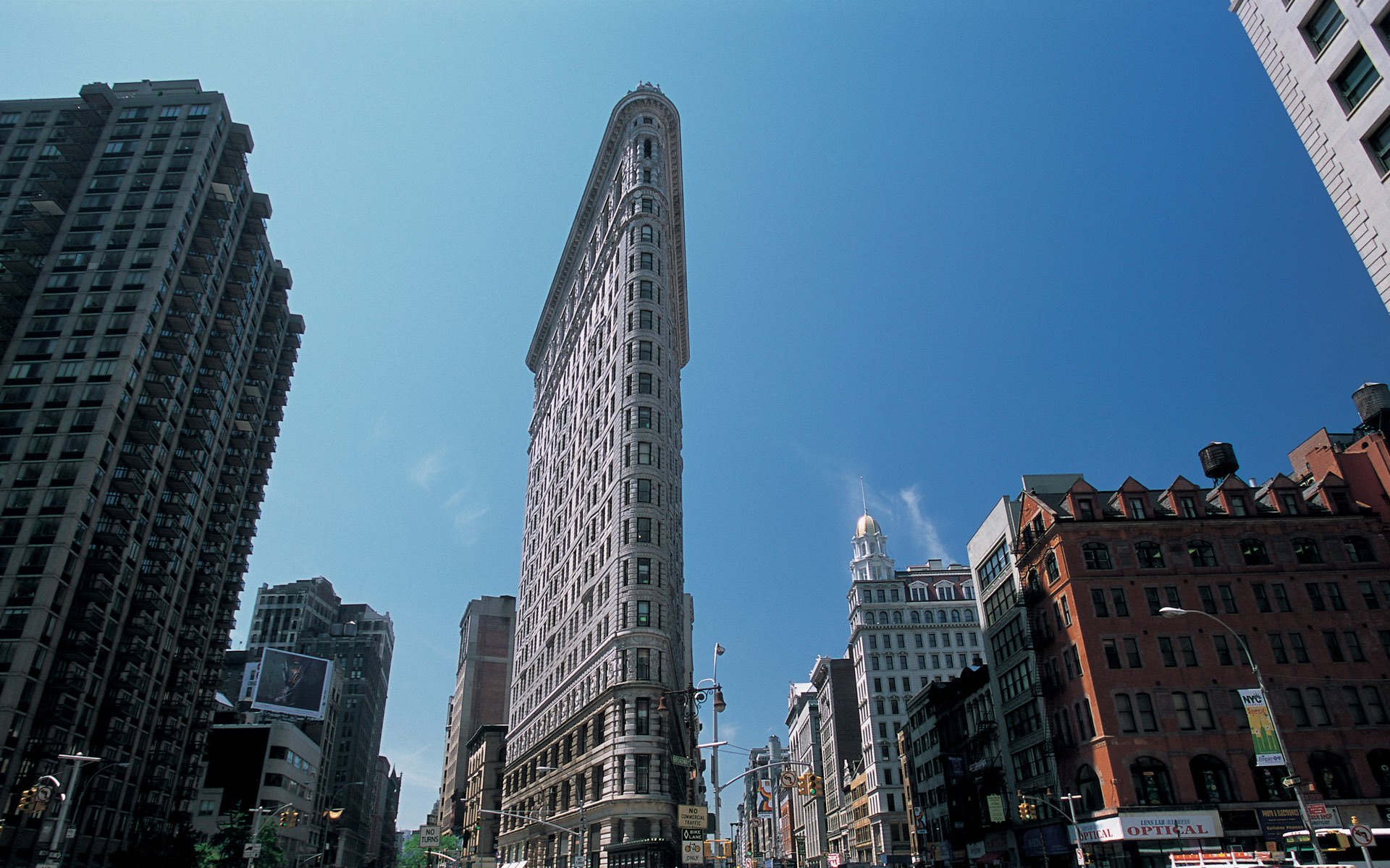 new york états-unis amérique fer à repasser bâtiment flatiron bâtiment manhattan rue ciel fond d écran