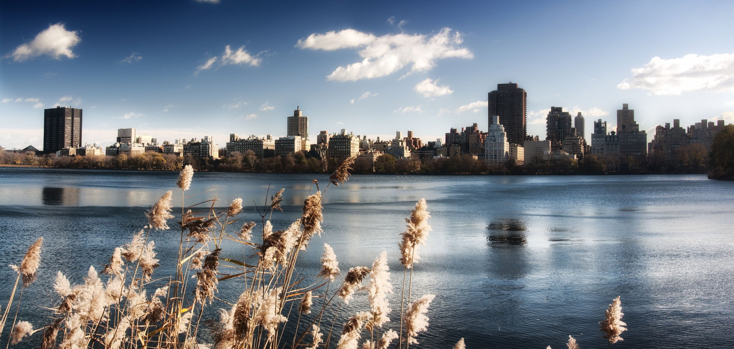 nueva york central park lago agua cielo edificios estados unidos