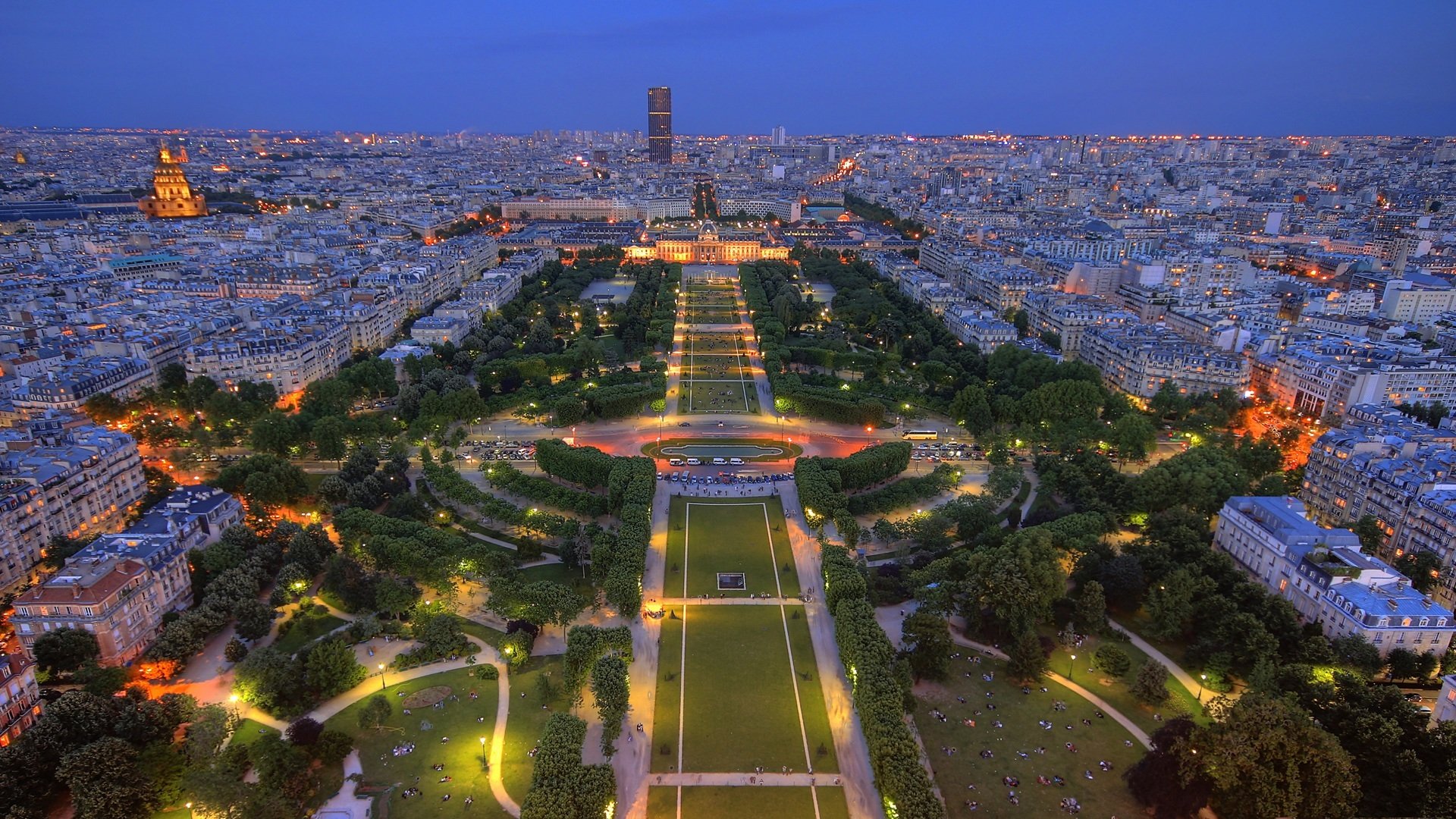 paris france parc panorama lumières crépuscule jardin tuileries