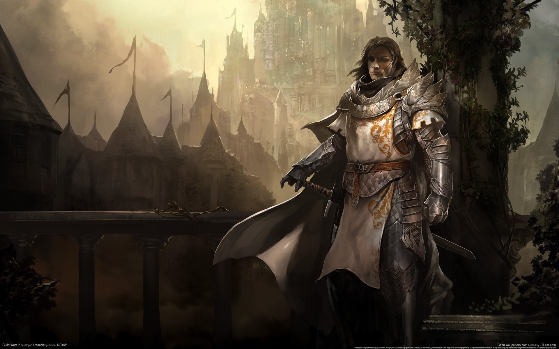 guild wars 2 ritter game wallpapers schwert burg krieger nebel