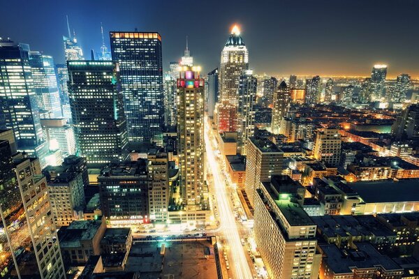 The lights of the night Times Square lit up