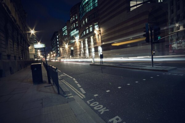 Street. Night lights of roads