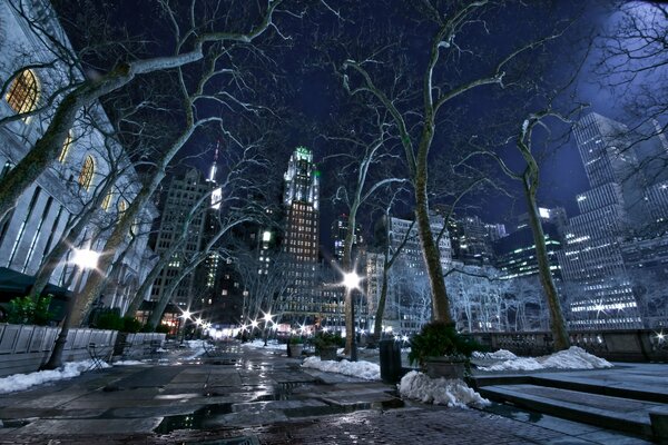 Luci notturne della città di New York