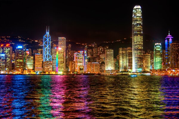 Luces de la noche de Hong Kong