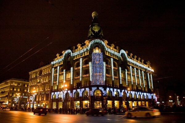 A beautiful building was photographed in the city of St. Peteburg