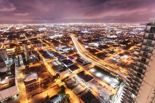 Noche de Miami vista de pájaro