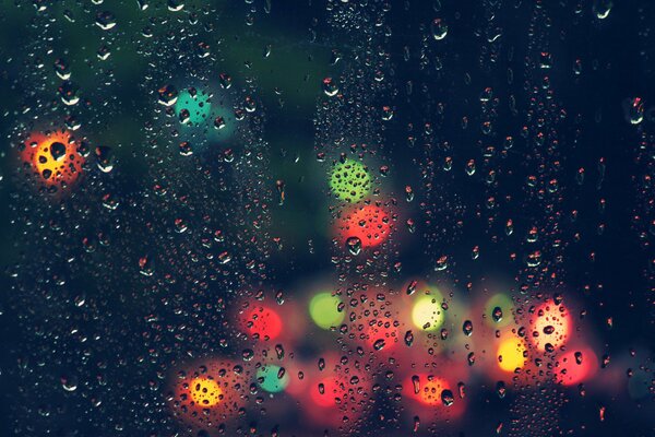 Raindrops on the night window