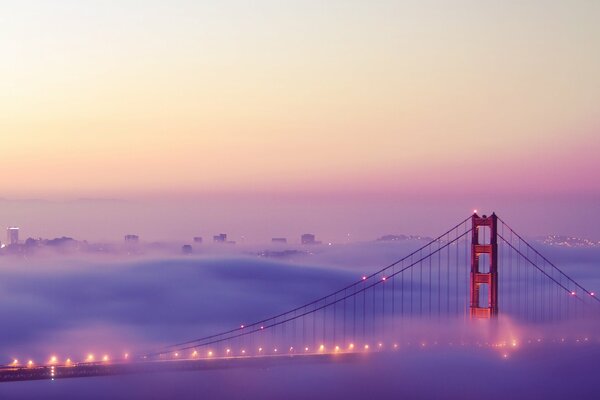 Golden Gate Bridge in a foggy haze
