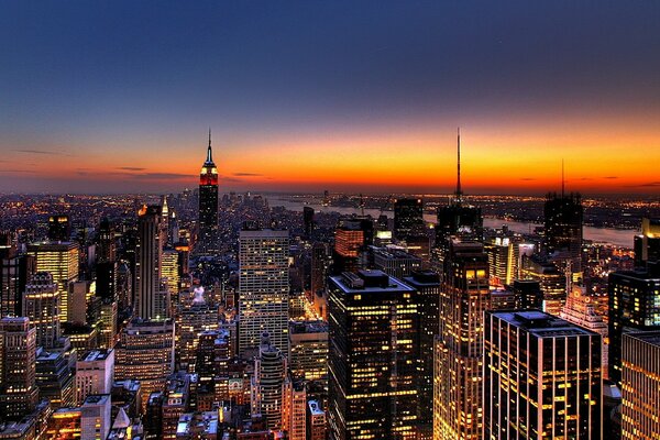 Evening buildings of New York City