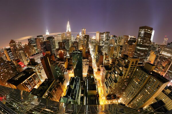 View of the Manhattan panorama from a skyscraper